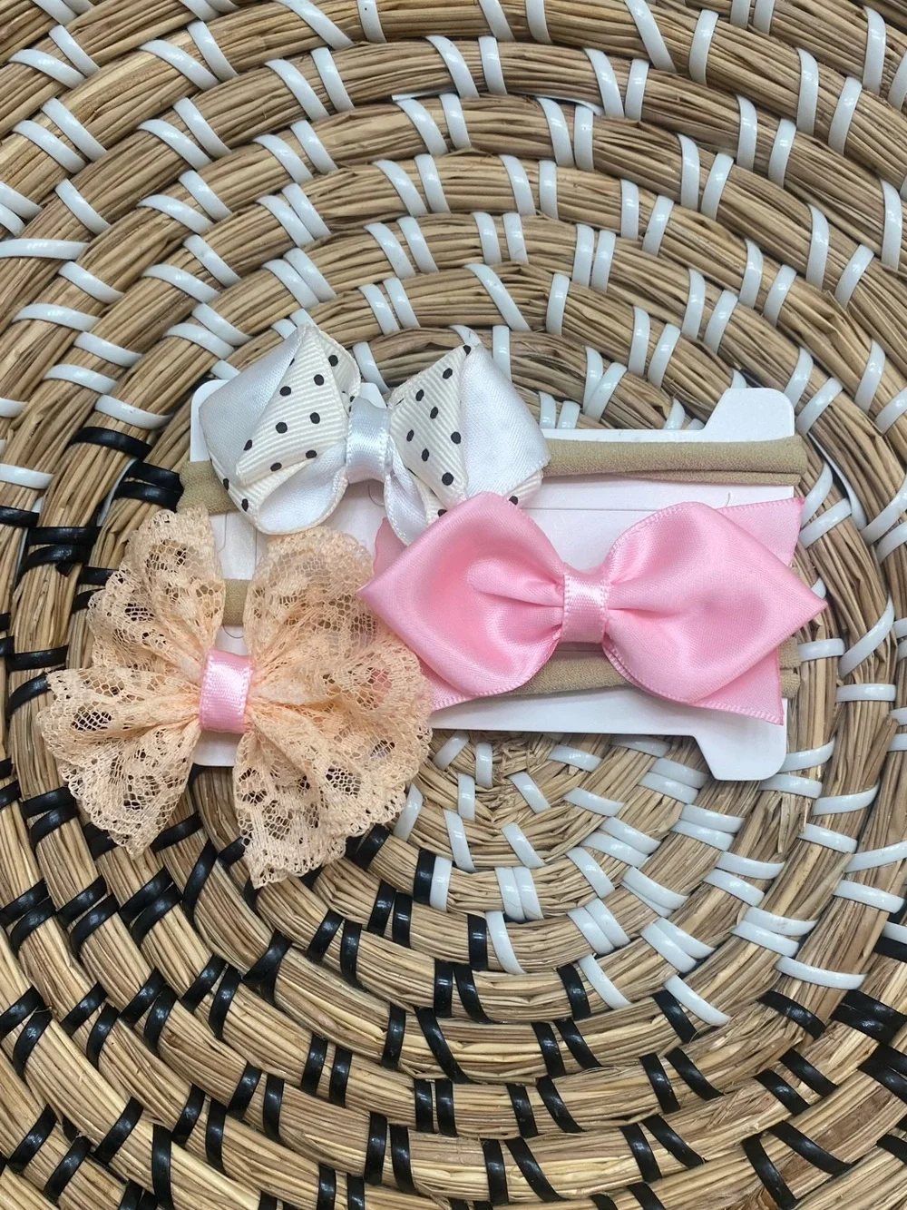 Set of 3 Stretchy Baby Girls' Bow Headbands